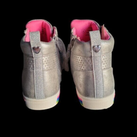 Retro Metallic Silver High top Sneakers Runners Women's 8 - Picture 8 of 9